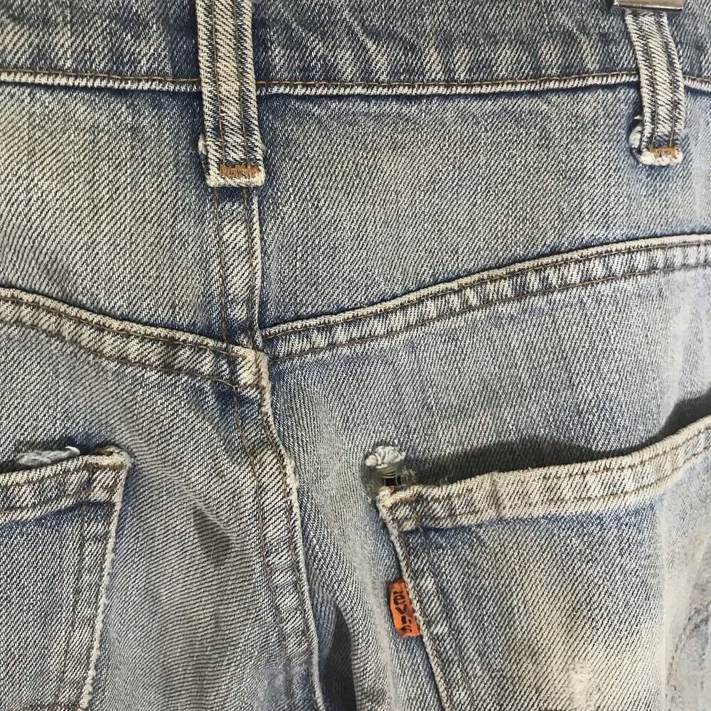 Vtg Levi's Big Bell Bottom Jeans 684-0217 Orange‎ Tab 32x33